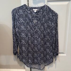 Elegant Navy Floral Blouse